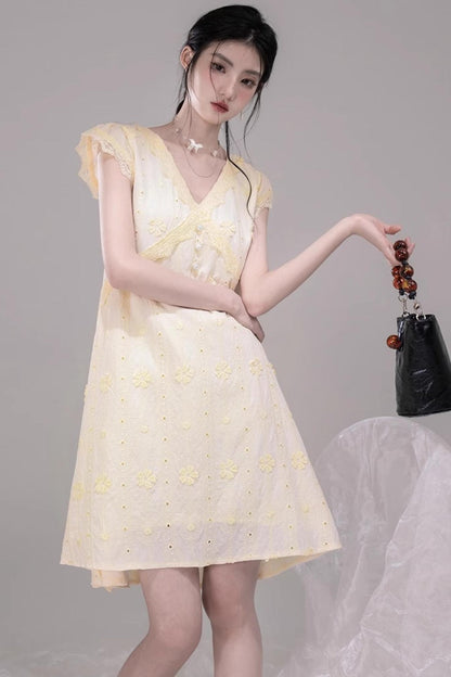 Floral V-Neck Ruffle Dress