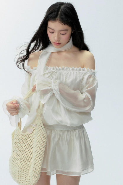 Gauze One-Shoulder Dress