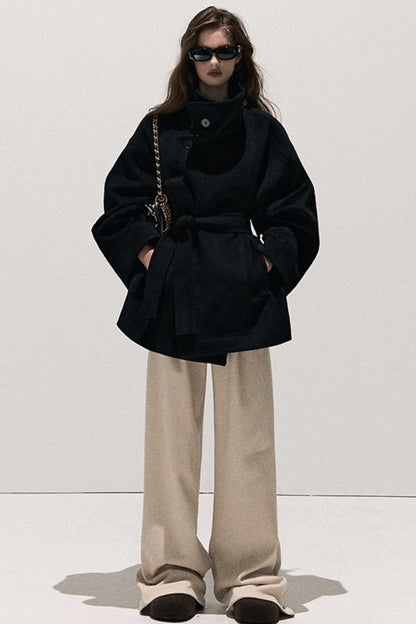 Basic Wool High-Waisted Wide-Leg Trousers