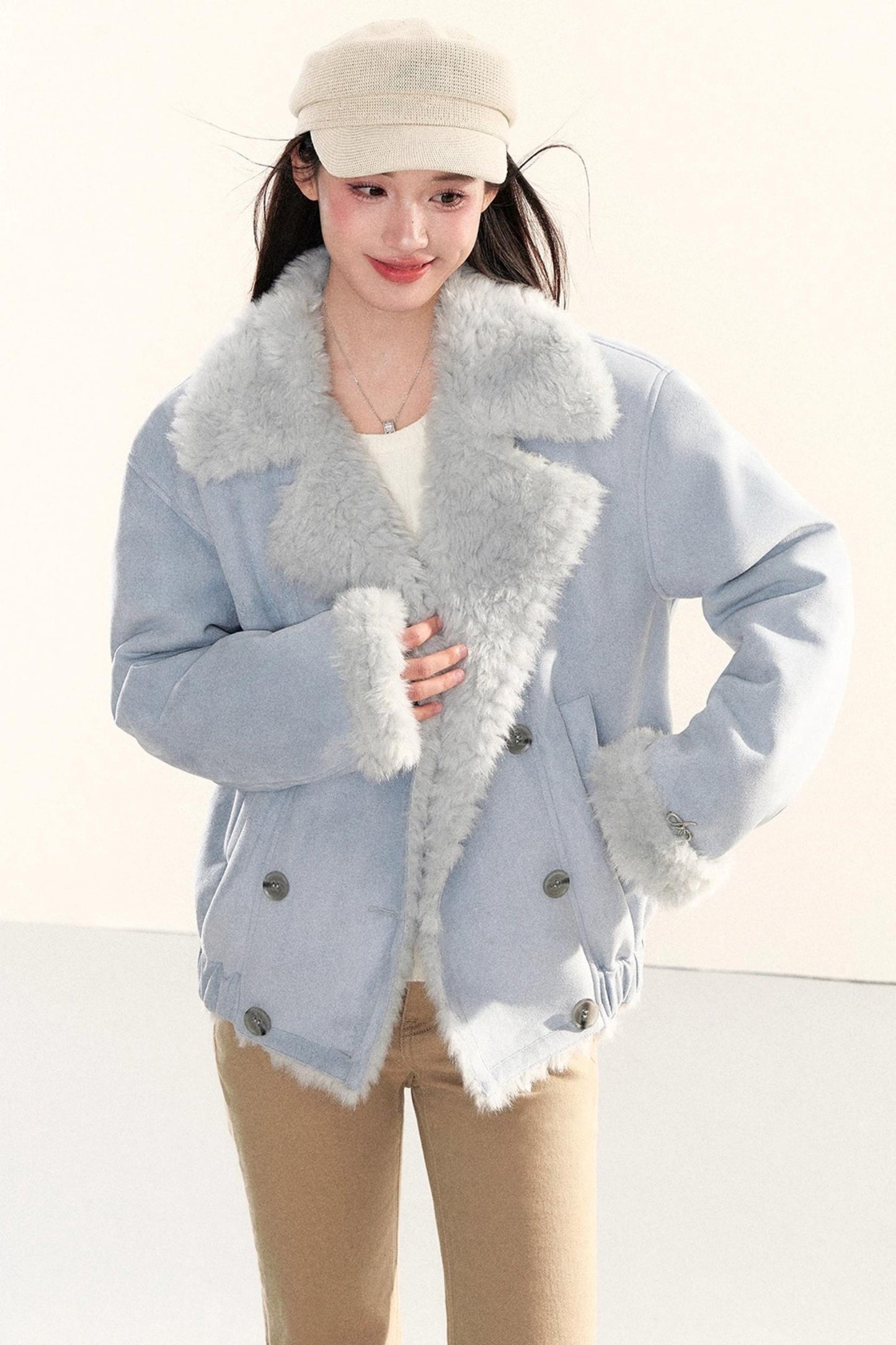 Double-Breasted Fur Coat