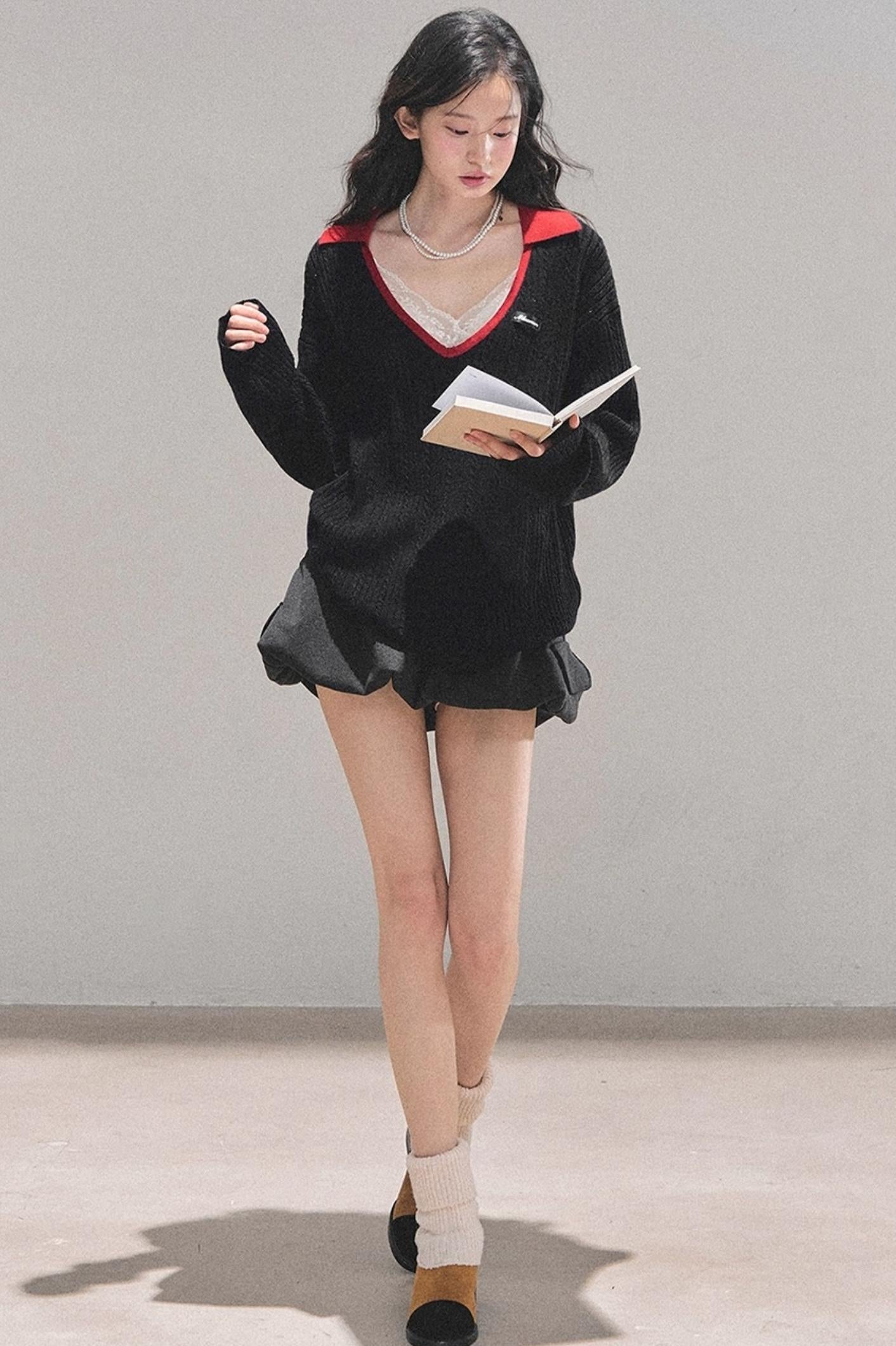 American College Wool V-Neck Sweater