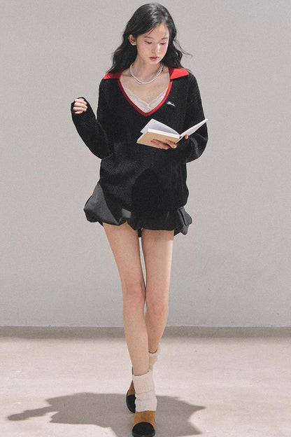 American College Wool V-Neck Sweater