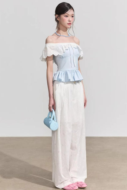 Blusa francese a fiori con volant