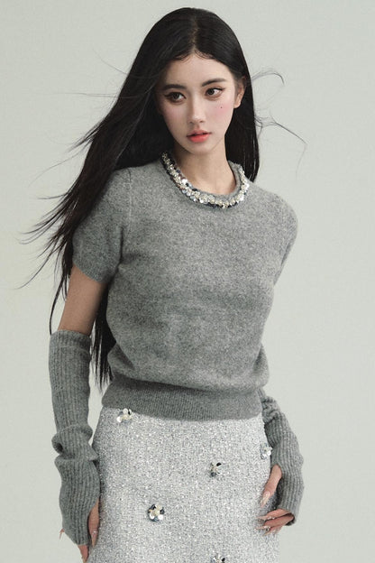 Slim Fit Short-Sleeve Knit Top