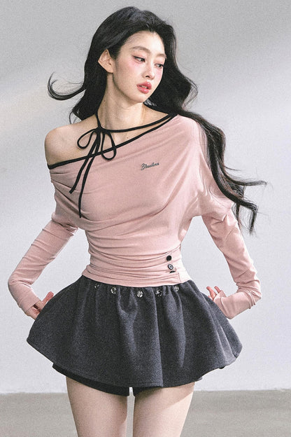 Korean Pink Halterneck Top