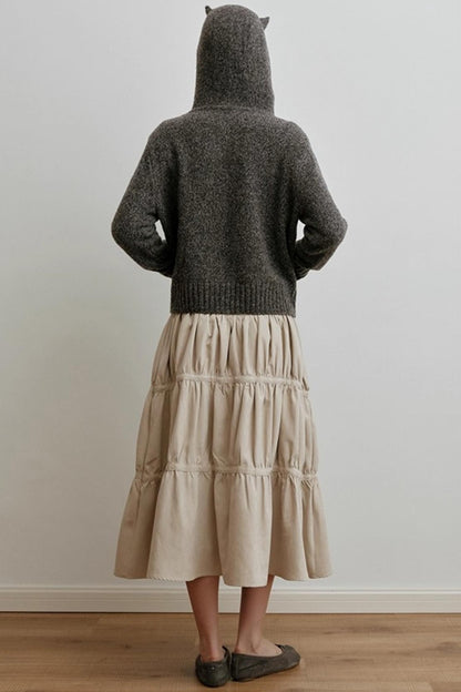 Sunset Suede Spliced Belt Umbrella Skirt