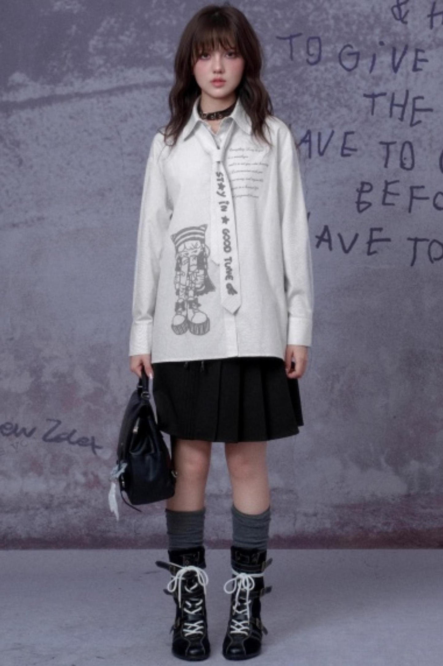 Striped Comic Print Shirt