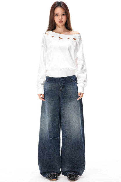 Asymmetrical Hollow Knit Sweater