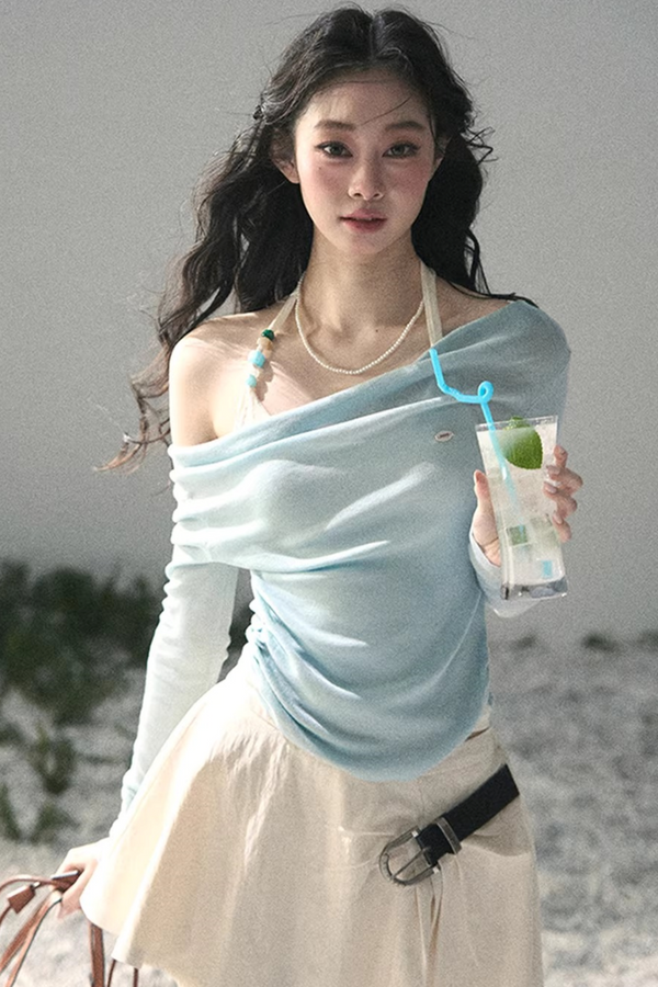 Frosty Shoulder Halter Top