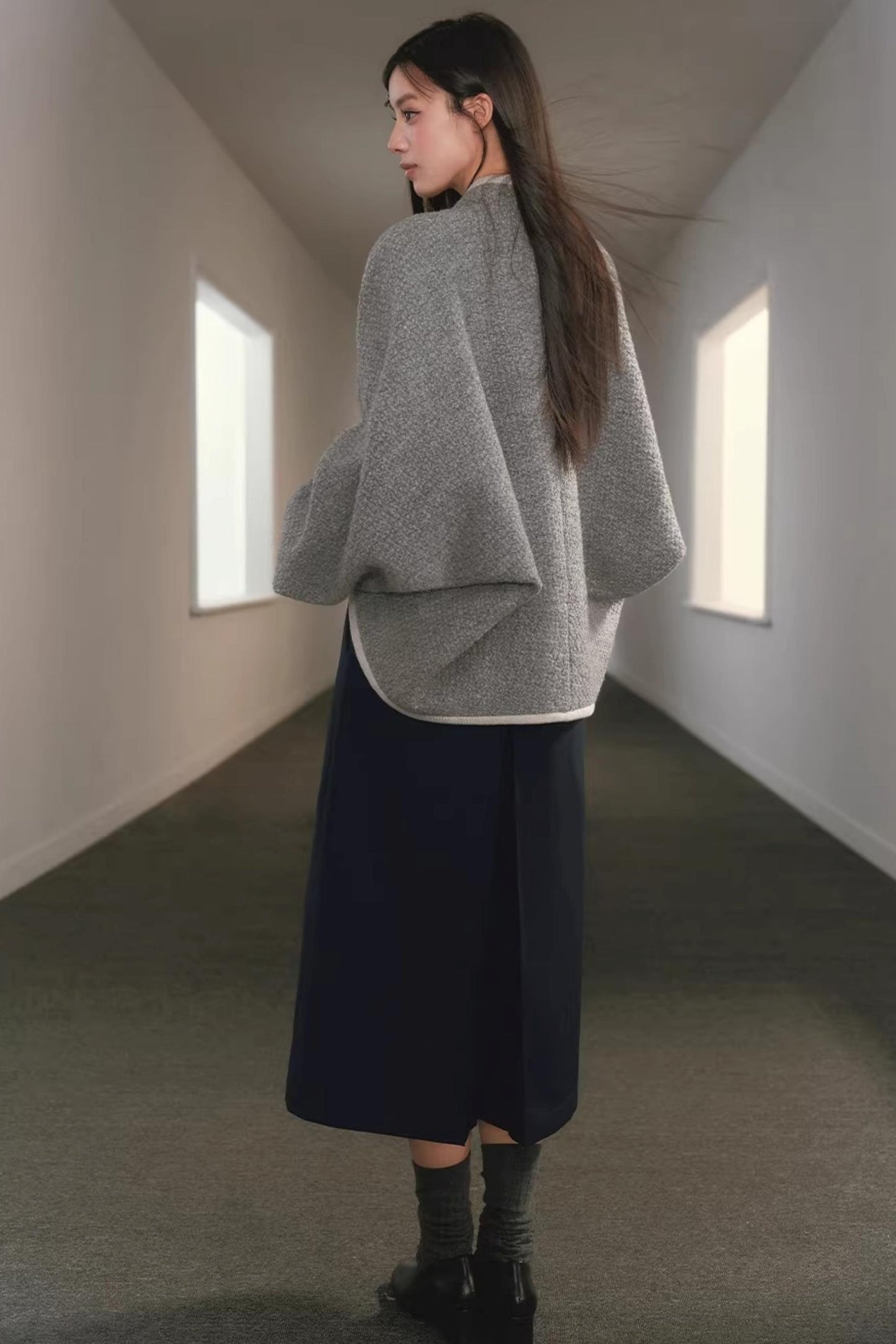 Batwing Wool Cocoon Coat Set-Up