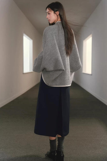 Batwing Wool Cocoon Coat Set-Up