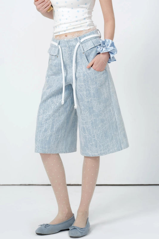 Summer Lace High-Waist Wide-Leg Pants