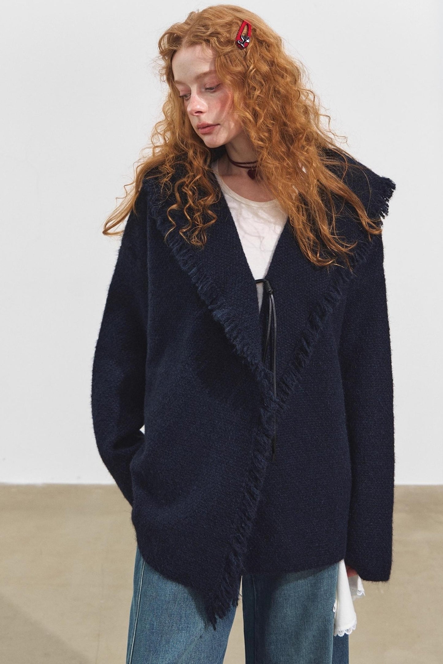 Lazy Fringe Hooded Cardigan