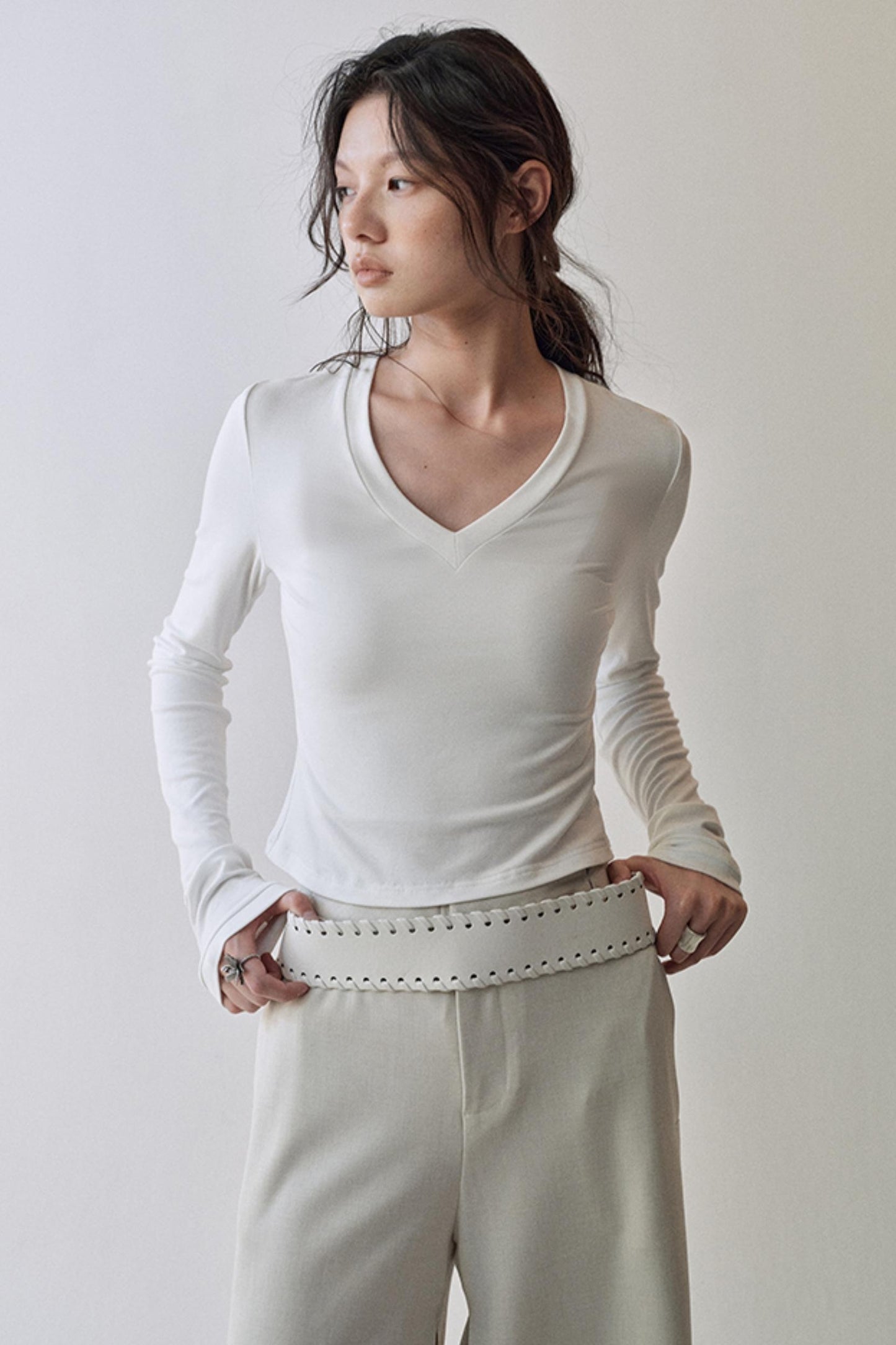 Elegant V Neck Flower T-Shirt