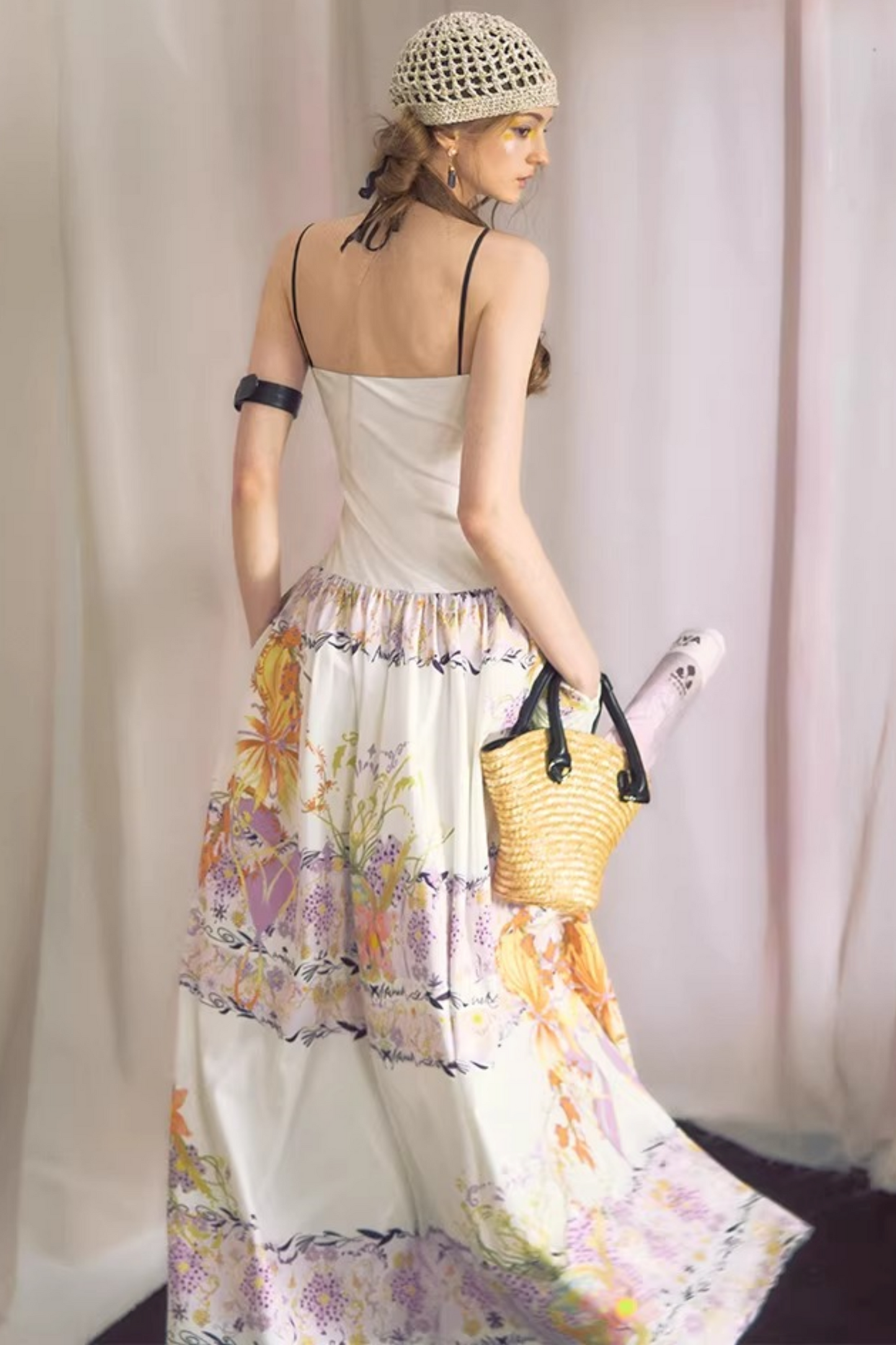 Violet Embroidered Suspender Dress