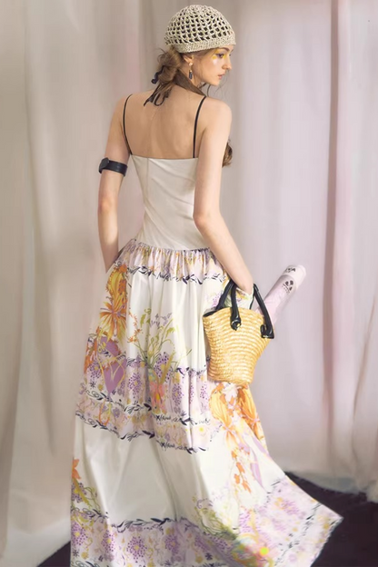 Violet Embroidered Suspender Dress