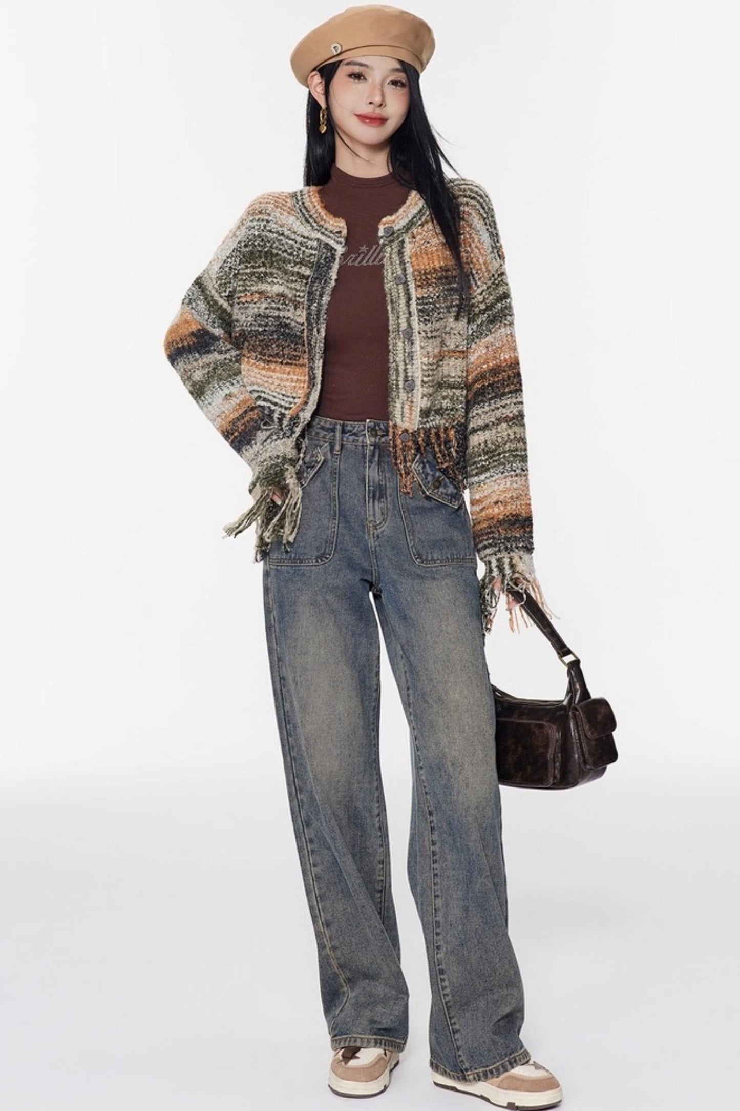 Vintage Gradient Knitted Cardigan