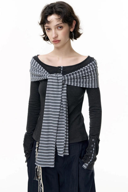 Off-the-Shoulder Striped Tops
