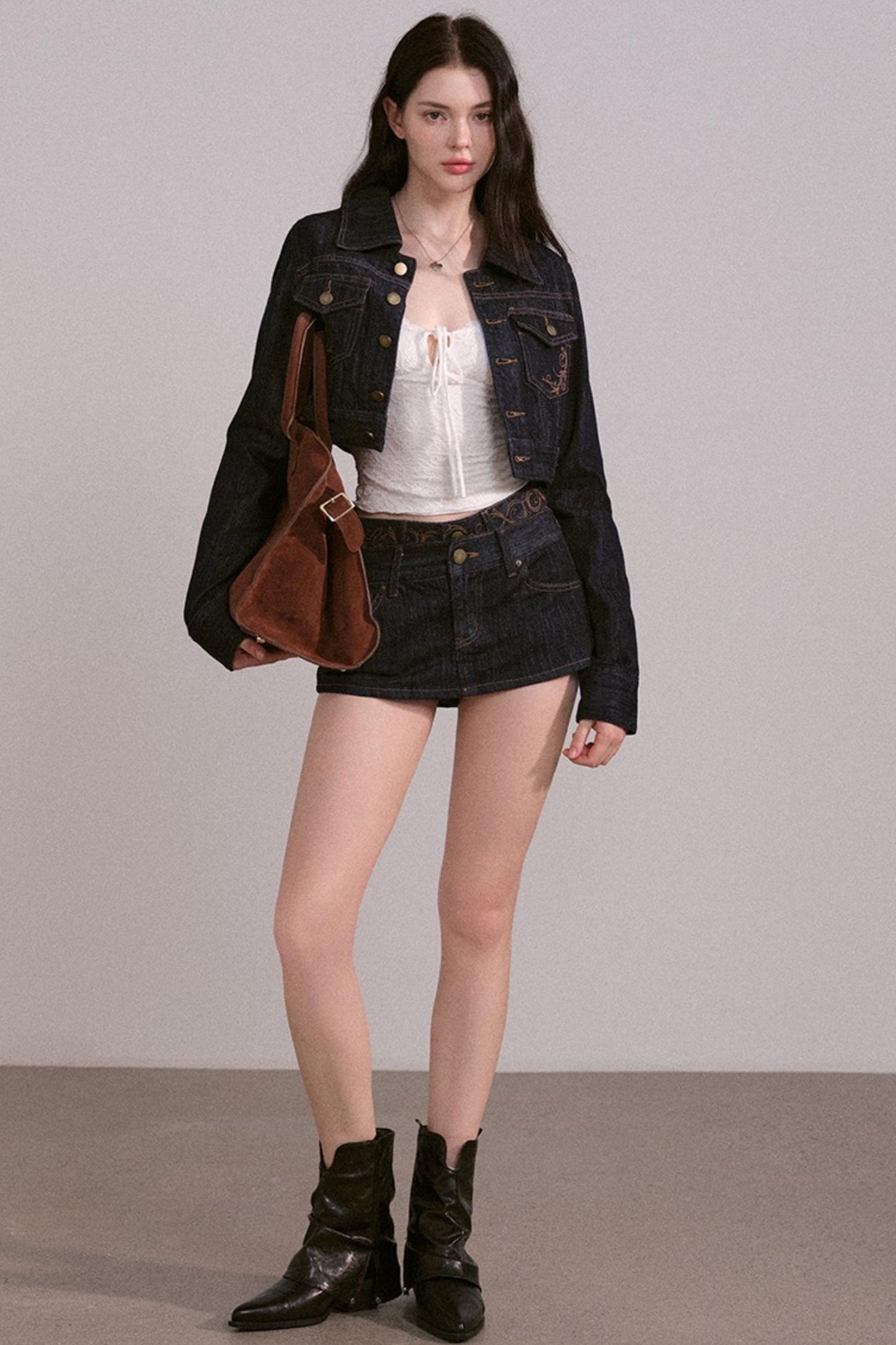 Low-Rise Denim Skirt