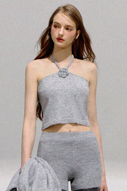 French Flower Halter Sweater Set-Up