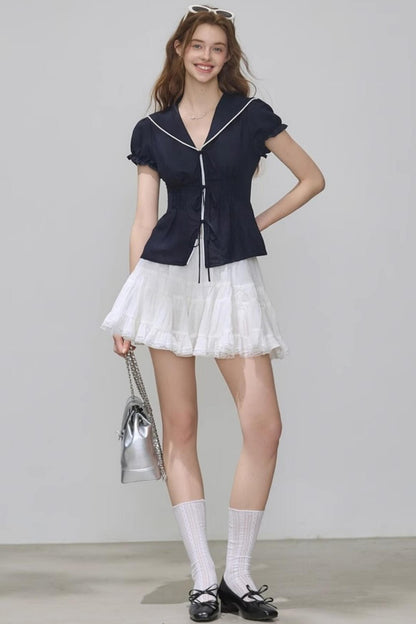 Navy Linen Pants Set-Up