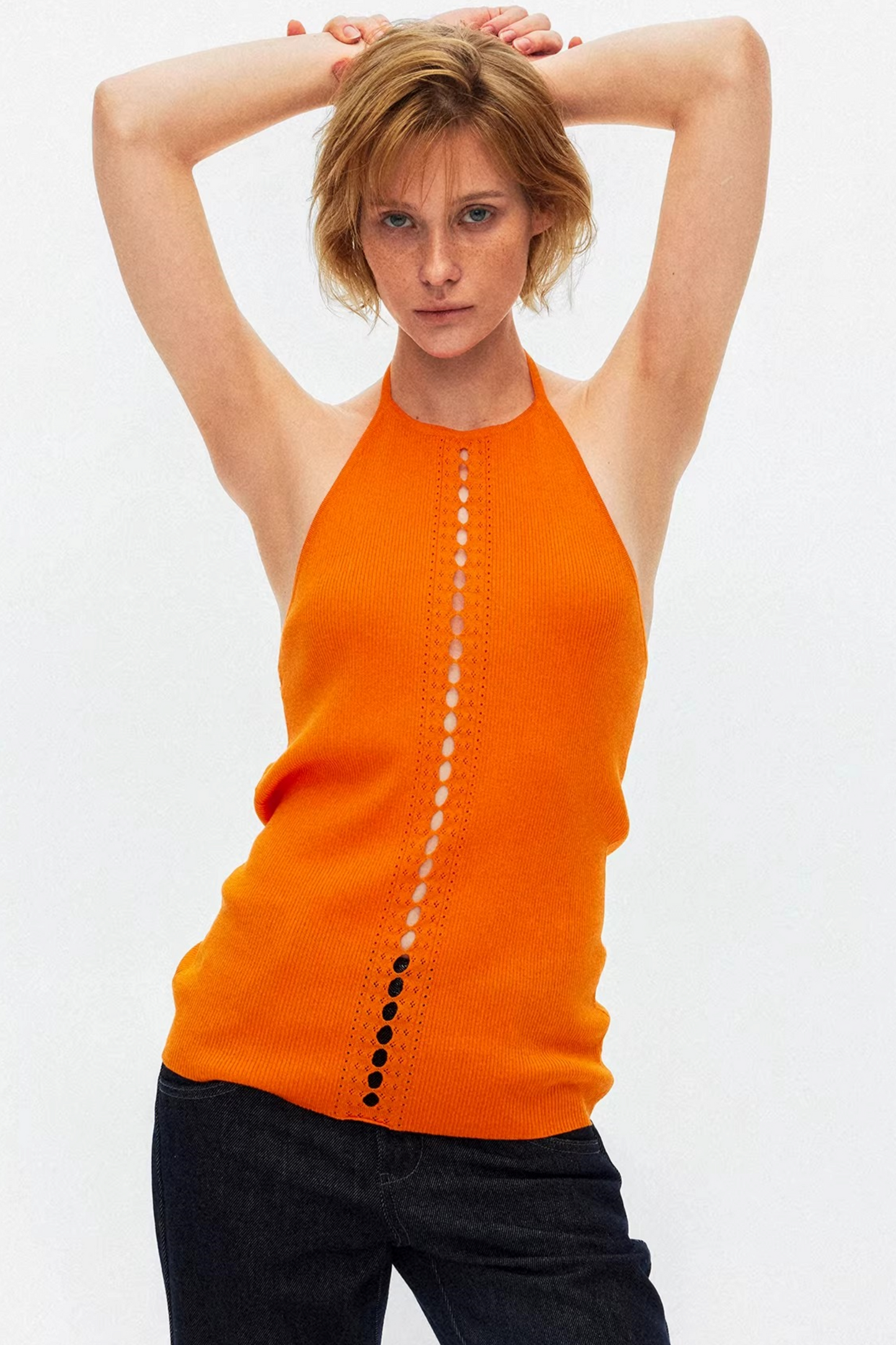 Lyocell Lace-Up Ribbed Vest