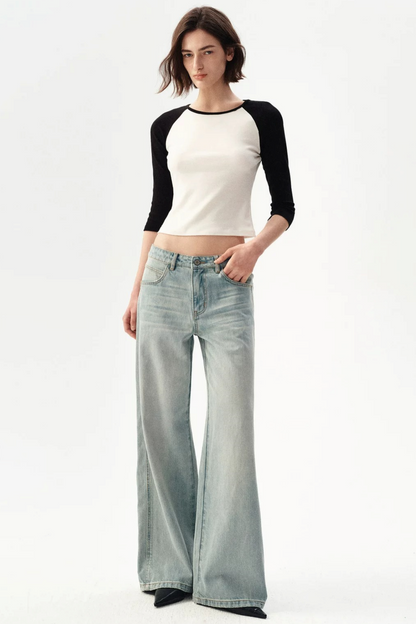 French Color-Blocked Raglan Top