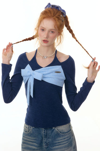 Patchwork Halterneck Knitted Top