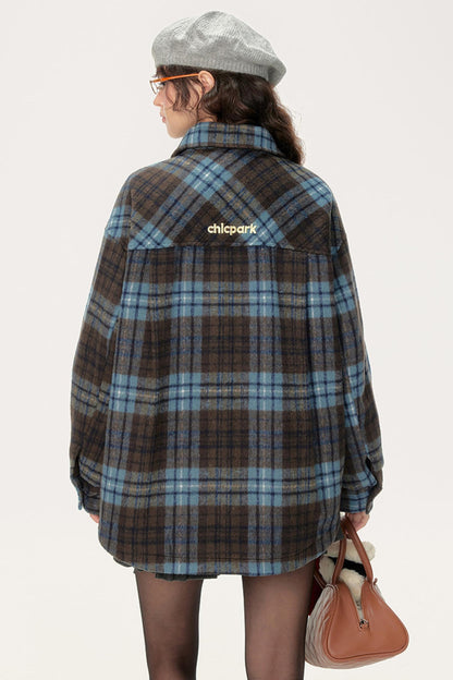 Chic Retro Plaid Collar Shirt