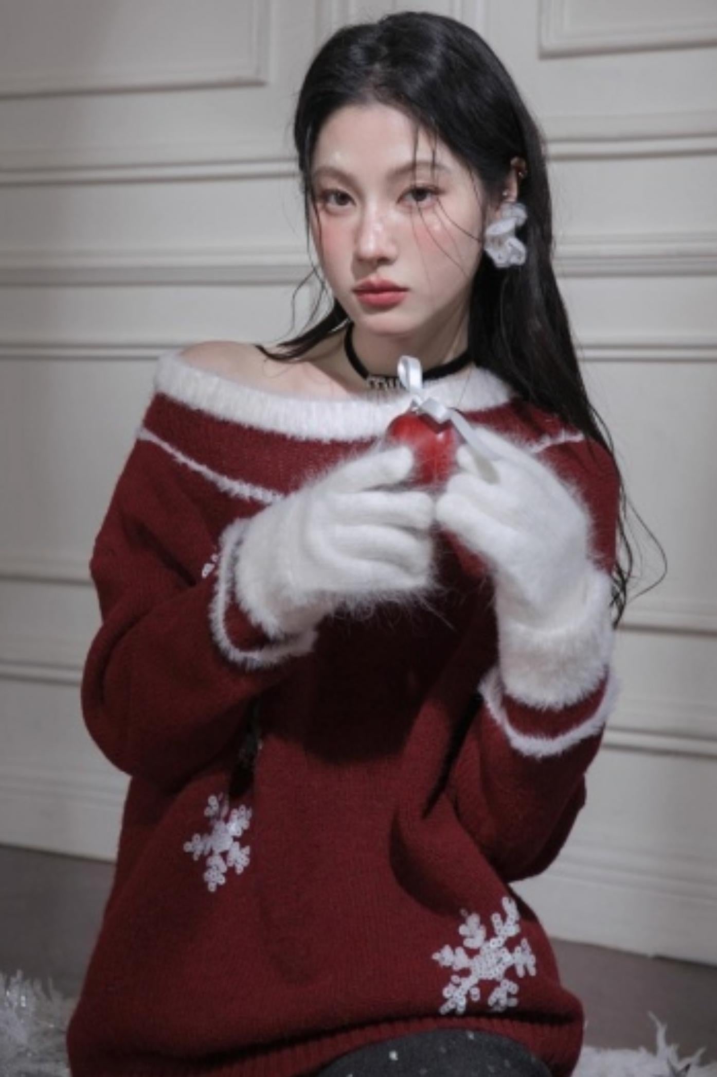 Snowflake Sequin Pullover Sweater