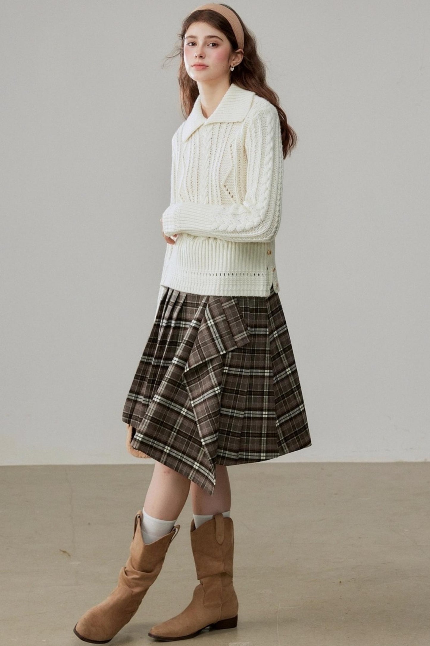 Ruffled Design Retro Plaid Skirt