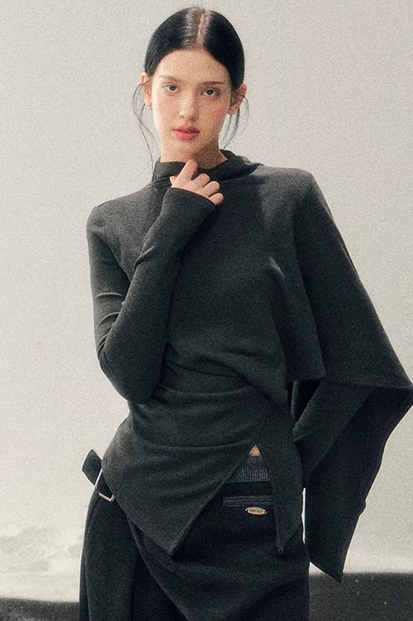 Irregular Waist-Cinching Winter Top