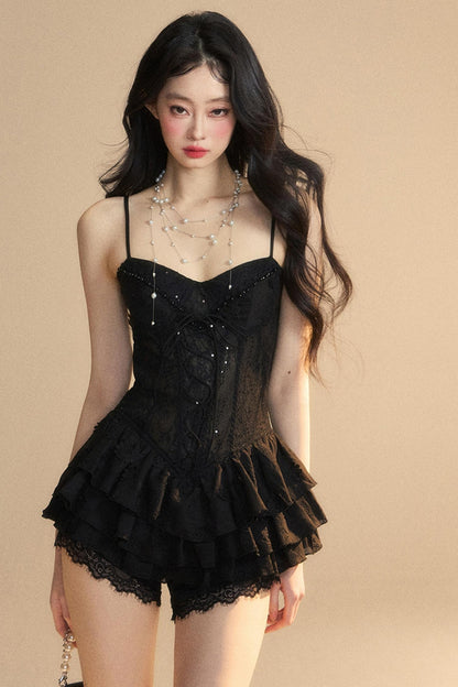 Strap Lace Mini Dress