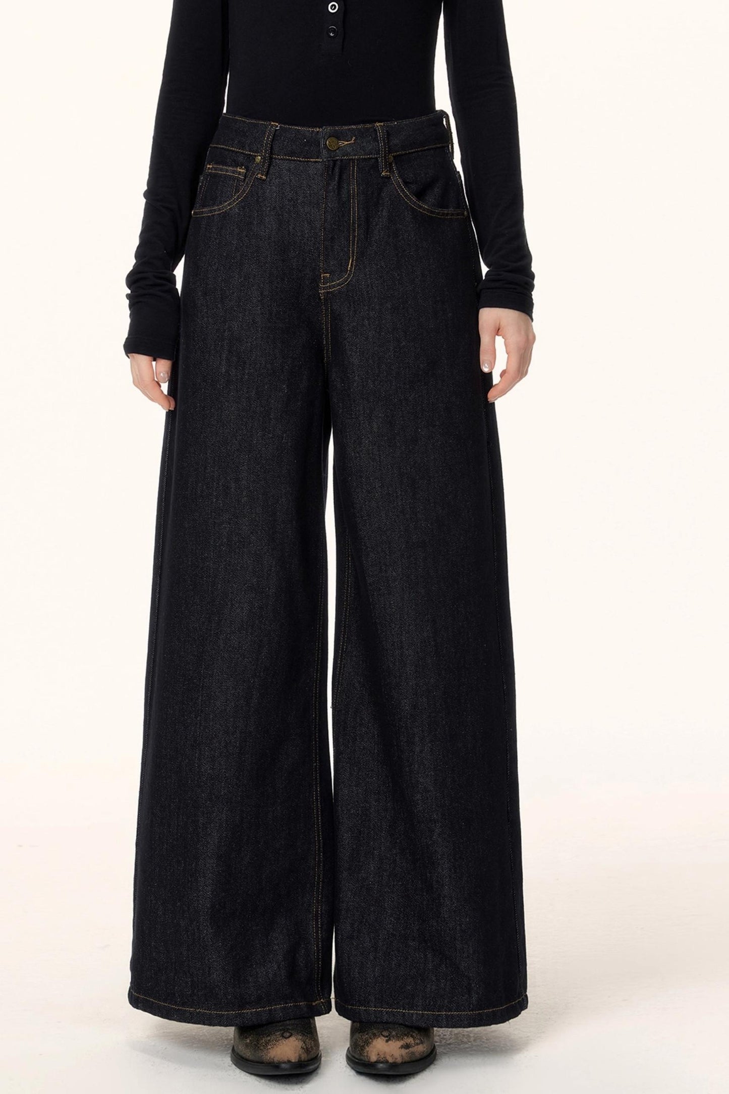 Retro Asymmetric Denim Pants