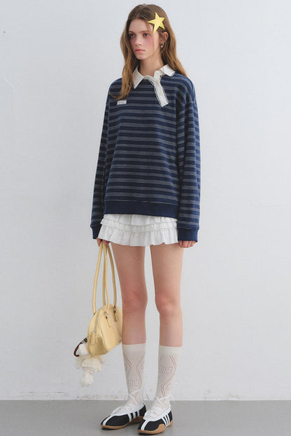 Retro Lace Collar Sweatshirt