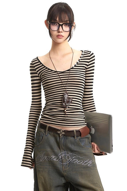 Striped V-Neck Tee