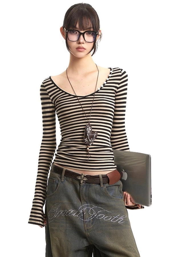 Striped V-Neck Tee