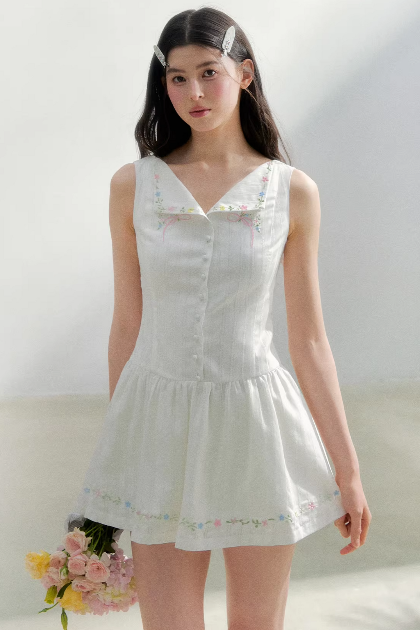 White Elegant Embroidered Dress