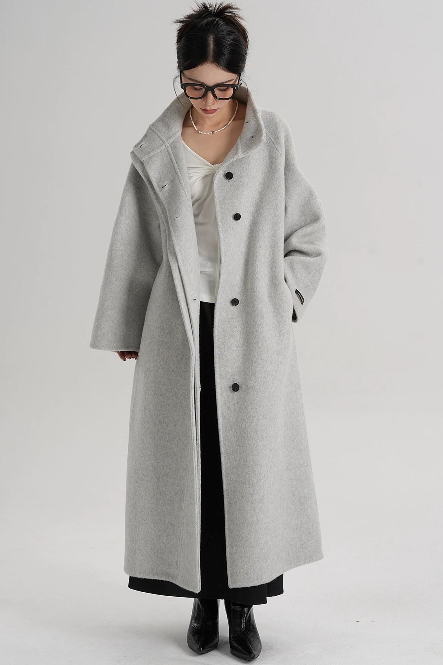 Curved Wool Coat