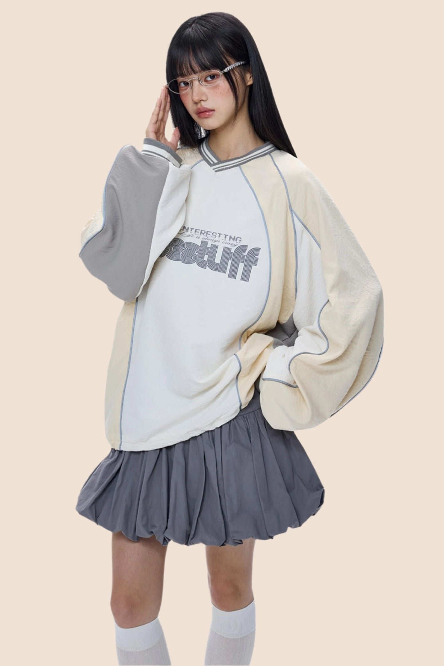 Monogram V-Neck Jersey Sweatshirt