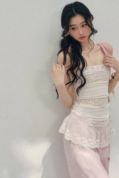 Hazy Muse Lace Tube Top