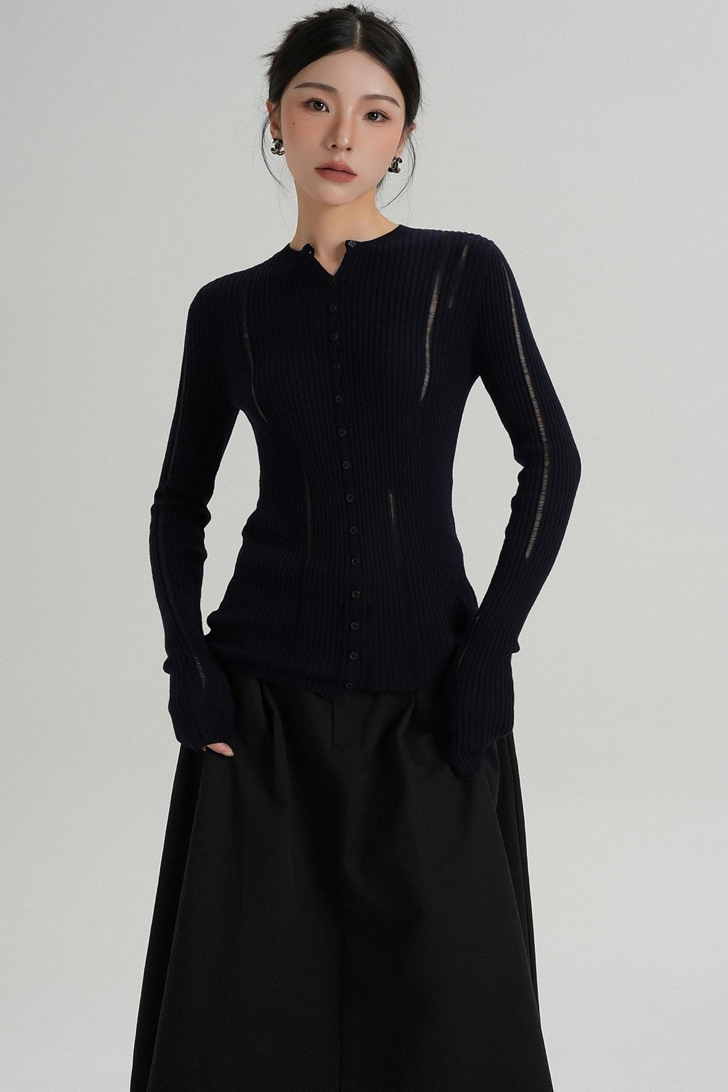 Slimming Long Sleeve Knit Top