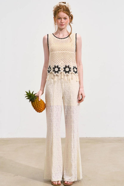 Summer Ruffle Lace And Pants Set-Up