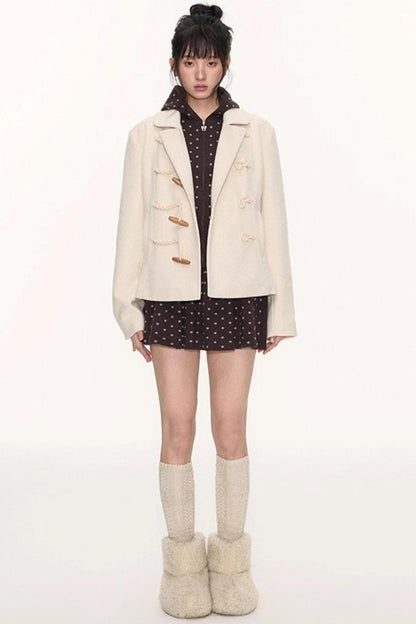 Slim Waist Woolen Coat Set-Up