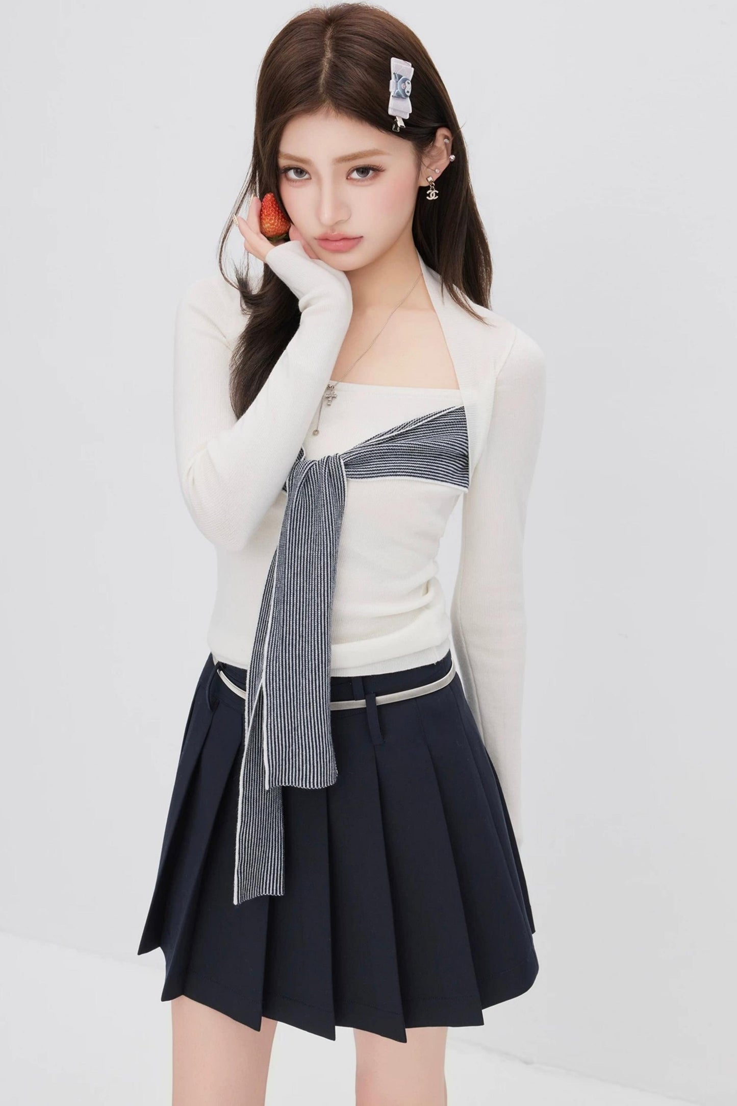 Faux Two-Piece Knit Top
