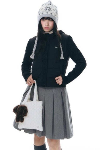 Patchwork Cropped Down Jacket