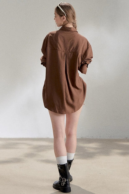 Yellow Lace-up Stand Collar Shirt