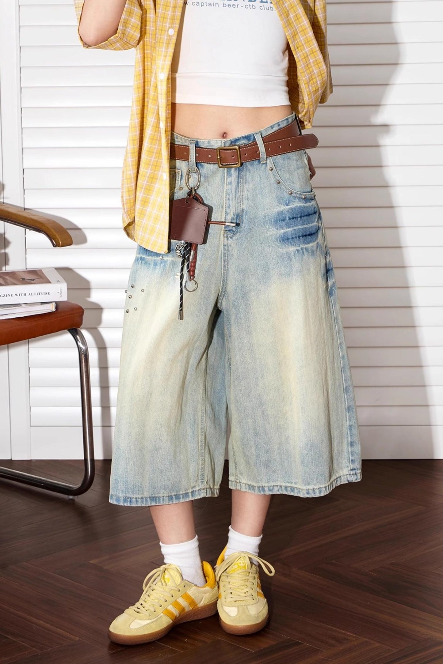 Vintage Wide-Leg Denim Shorts