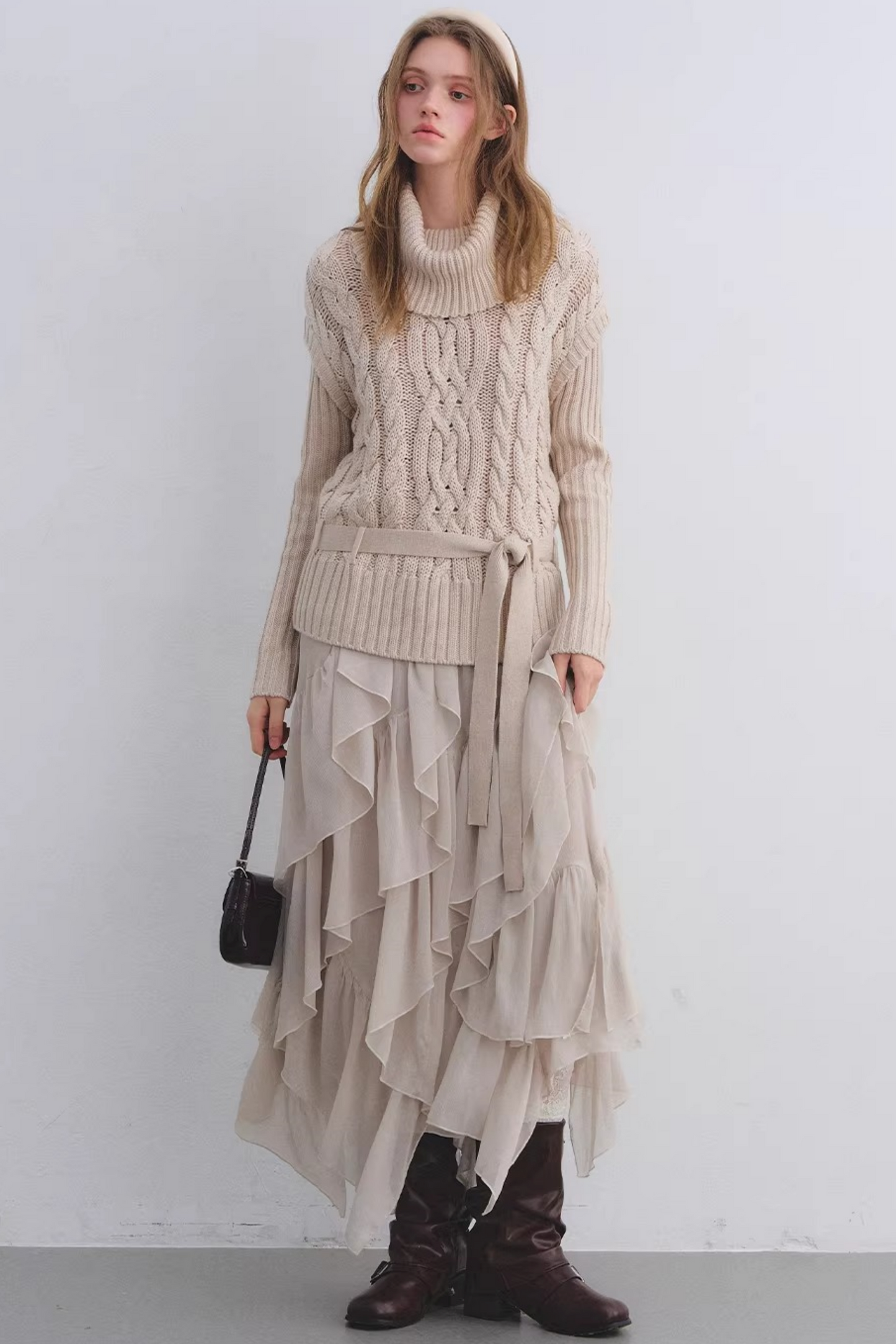 Wool Blend Cable Knit Sweater