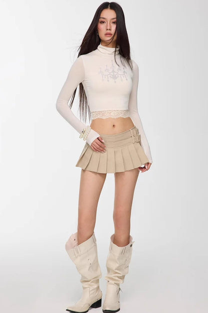 Light Apricot Pleated Skirt